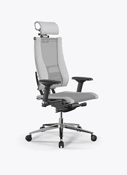 Кресло Метта Y 3D Elastic B2-14D/0985404 (сетка TS YM93 светло-серая/экокожа Infinity Easy Clean белая)